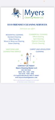 Services we offer at Myers Cleaning Master.