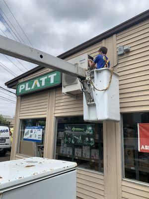 Our bucket truck sure comes in handy.