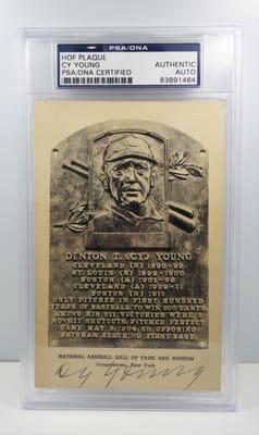 Really cool Authentic Cy Young Autograph Hall of Plaque...we are always buying vintage sports memorabilia!!!