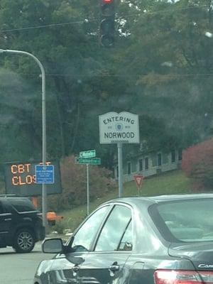 Town Of Norwood -- Entering Norwood Sign (RTE 1A)