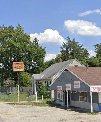 The signs say "Jones Catering & Carry Out" & "Catering"