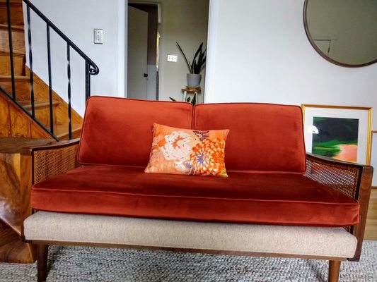 Reupholstered loveseat cushions