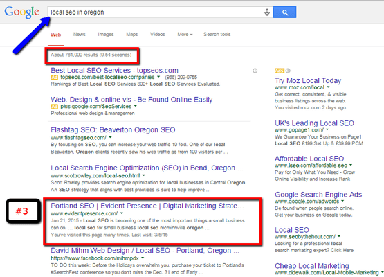 Local SEO in Oregon page #1 Google