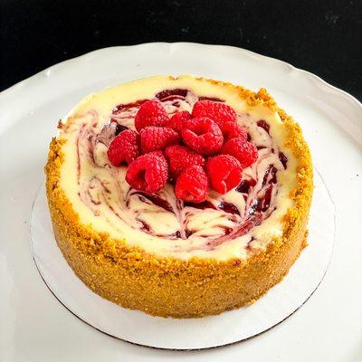 Raspberry swirl cheesecake