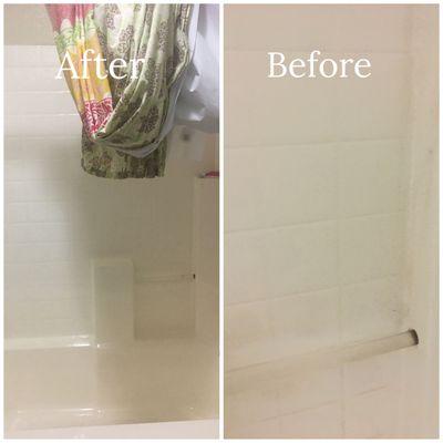 This was a client bathroom of before and after I cleaned it...