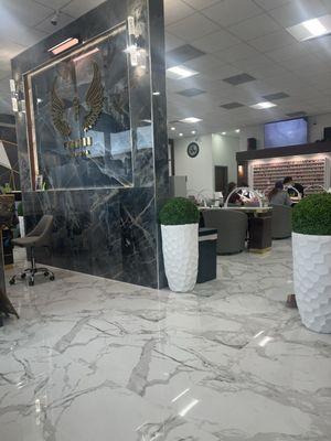 View from lobby area into salon seating