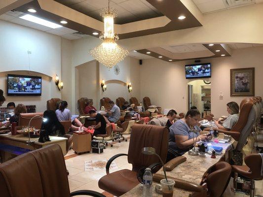 Customers enjoy their pedicure