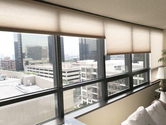 Custom motorized shades: - Controllable from your Phone - Schedule shades to go up and down with the sun - Save money on your electric bill