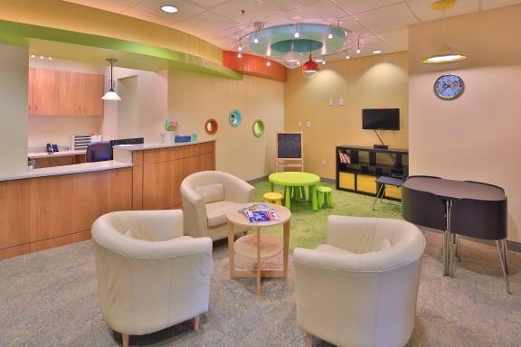 Our bright waiting room offers free wi-fi to parents while they wait, as well as entertainment options and educational resources.