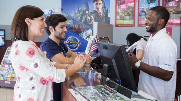 Guest Service staff welcome guests to their Orlando vacation. Most of our homes offer remote check-in.