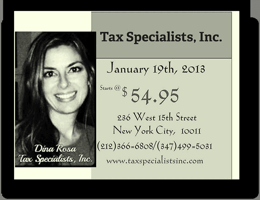 Dina Rosa, CEO & Founder of Tax Specialists Inc, IRS Enrolled Agent, www.taxspecialistsinc.com