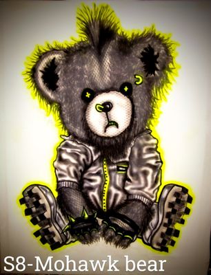 #Mohawk #gucci Bear #Airbrush T shirt design. Order it, we paint it. Go to our website and shop products.