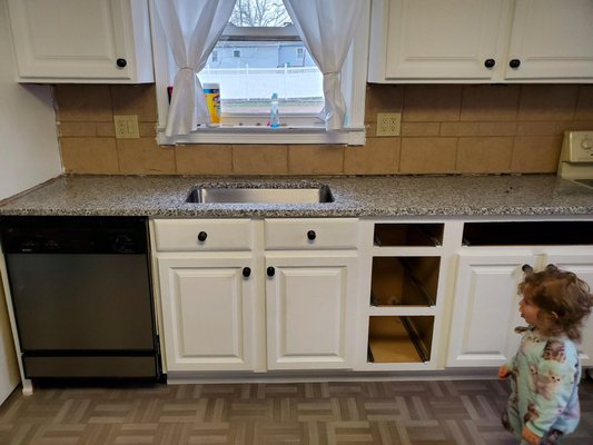 My little lady stunned at how perfect the counters look... next step new backsplash