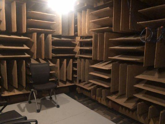 Anechoic chamber - 20 inches of foam surround the room in a room in a room