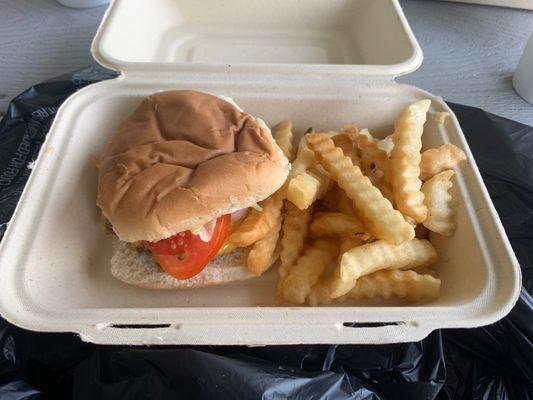 Cheeseburger and fry