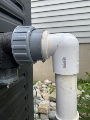 The leak is from poor workmanship as the pvc pipe wasn't glued properly by the installer.