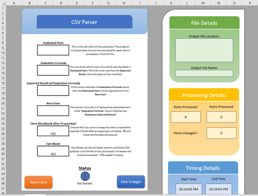 An Excel based CSV file parsing tool.