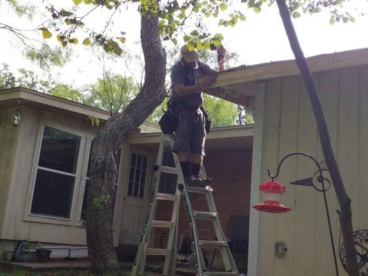 Repairs to a shed that has seen better days.