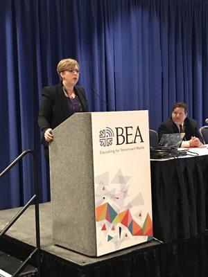 Dr. Heidi Blossom presenting the keynote address at BEA Convention in Las Vegas.