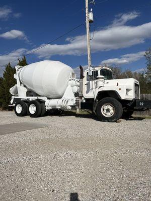 Ten & a half yard mixer truck.
Blasted and painted from the cab back.