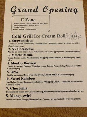 Menu front