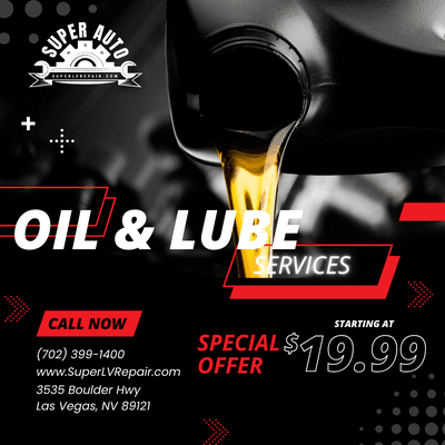 Oil and Lube Services starting at $19.99.