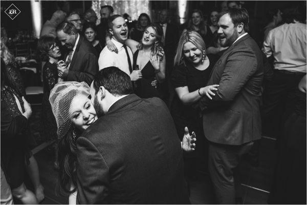 A bride and groom on the dancefloor at a June Events wedding