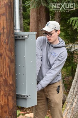 Setting up the panel on the utility pole