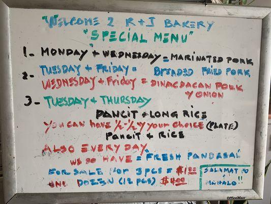 10/19/23 Special menu