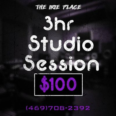 Try us out with a 3 hour studio session @ The Irie Place