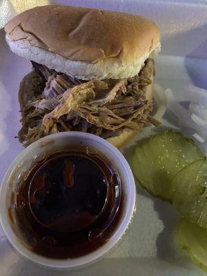 Benefit fundraiser. Pulled pork sandwich. $10