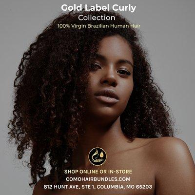 CoMo Gold Label Curly Hair Extensions. The highest quality 100% Virgin Brazilian human hair.