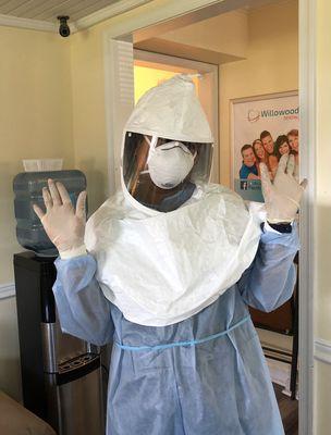 Dr. Anu Ganta of Willowood Dental in Levittown, PA was such a good sport as she prepared to be Fit Tested for different N-95 Respirators.