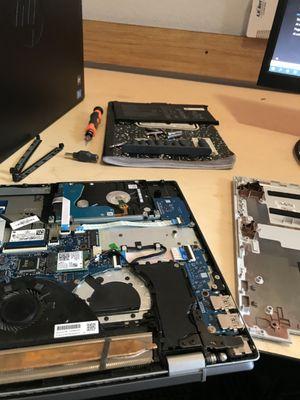 Replacing a broken DC power jack inside a Dell laptop.