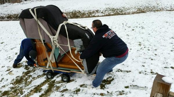 Grand piano moved up a hill !