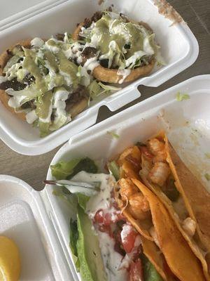 Asada sopes + tacos gobernador