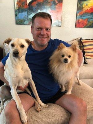 Scott and his puppies, Bear and Sammy!