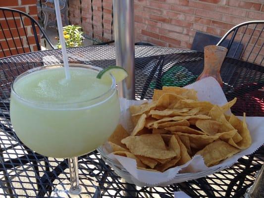 Chips and a margarita on the patio.