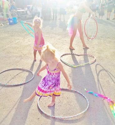 Very, very kid friendly! Places to hoop and chalk