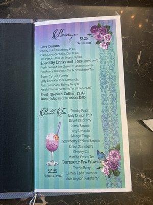 Drink menu