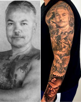 Portrait used on full tattoo sleeve done by Adrian