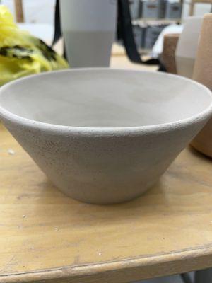 A greenware bowl from my wheel throwing 4-8 week class