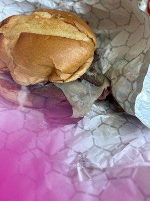 Ribeye Sandwich and potato cakes