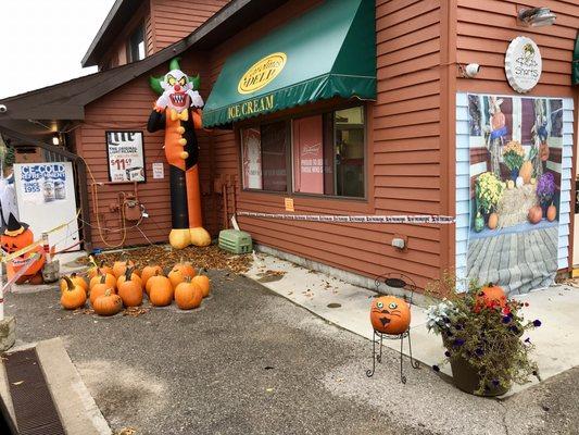 Fall time in the front of the Party Store