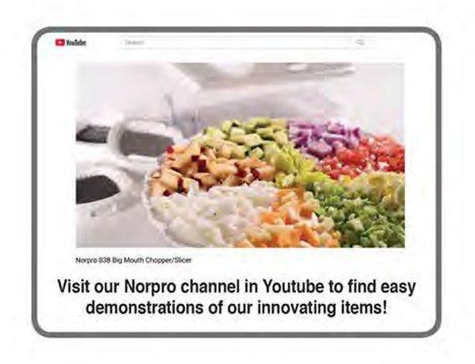 Visit the Norpro Video Channel on YouTube.com.