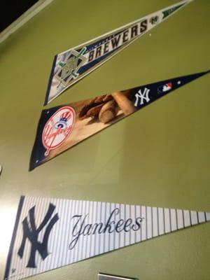 Latin food and American baseball decor.