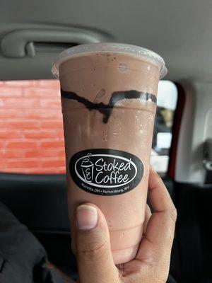 Chocolate covered cherry frozen mocha