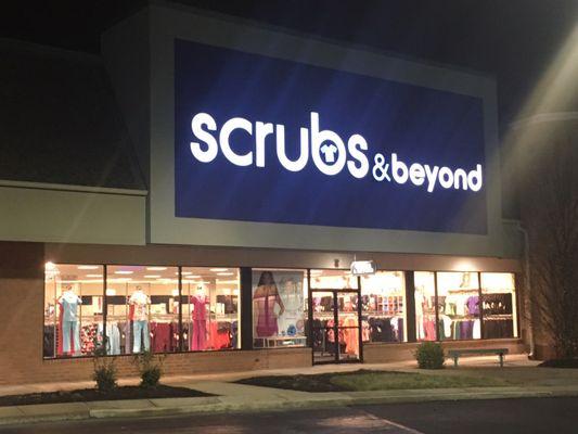 Scrubs and beyond is located in the back right hand corner of the plaza.