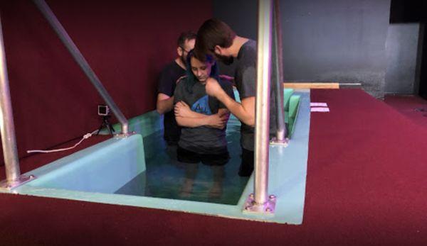 Sunday baptism service