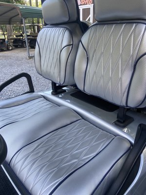 Custom silver seats.